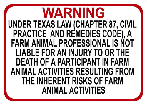 Señal Advertencia Seguridad Profesional Texa Farm Chapter 87