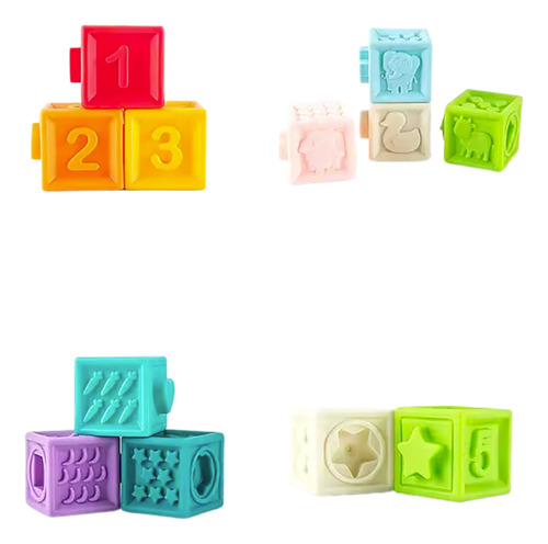 Set 8 Bloques Sensoriales De Encaje Con Números De Goma Color Rojo