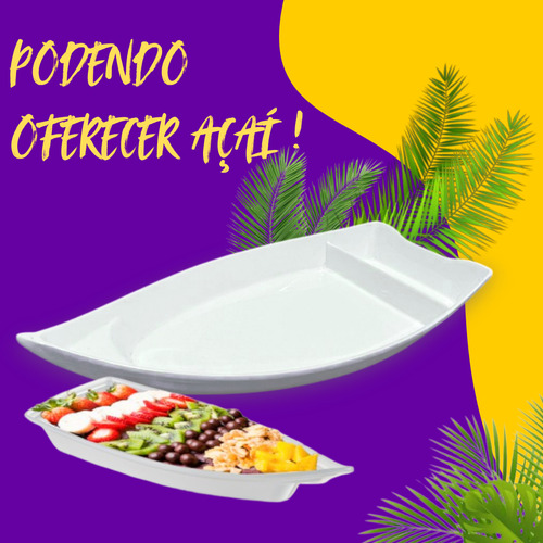 Kit Com 4 Barcos Japones Porções E Barco Sushi E Açaí 26cm