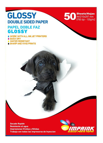 Papel Fotografico Doble Faz Glossy Brillante A4 /130g/50h