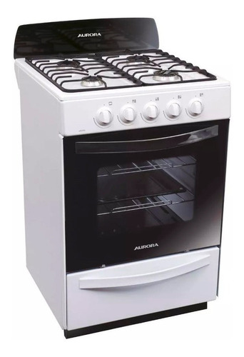 Cocina Aurora Argenta 2 a gas 4 hornallas  blanca puerta con visor