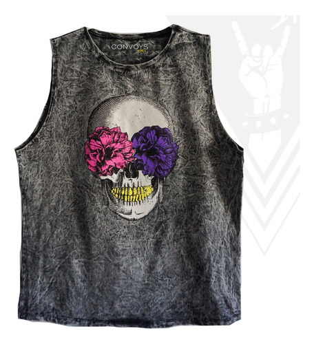 Remeron Musculosa Skull Calavera Con Flores Nevado - Convoys