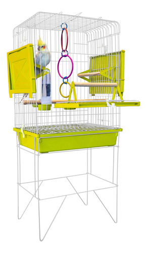 Viveiro Gaiola Calopsita Aves Confort Triplex Slim Segura Cor Arame Branco Com Acessórios Amarelo