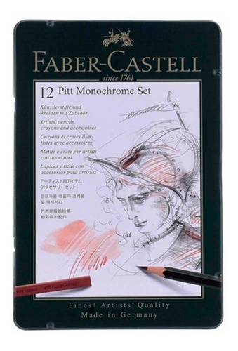 Kit Lápis Monocromático Faber Castell Estojo Metálico 21pç