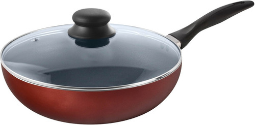 Sarten Wok 24cm Con Antiadherente Con Tapa Redblue Nuevo