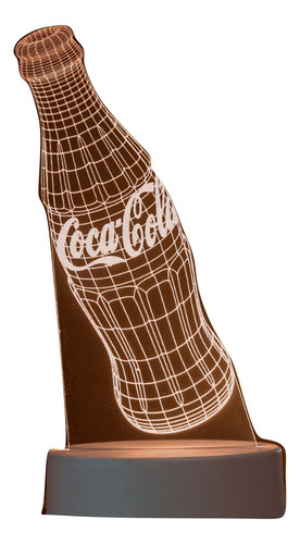 Luminária 3d Garrafa Coca Cola Abajur | 7 Cores Cúpula Base Preta Ou Branca Estrutura Led Ajuste De 7 Cores 127/220v