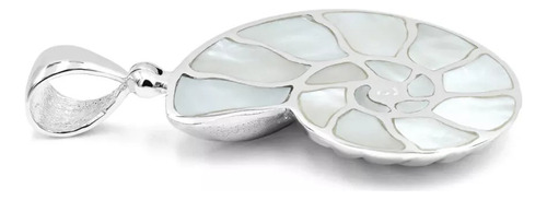 Dije Nautilus Con Incrustaciones De Nácar En Plata De Ley Color Blanco