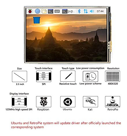 Para Raspberry Pi 4, Pantalla Táctil Tft De 3,5 Pulgadas Con