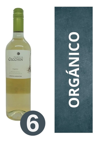 Imagen 1 de 9 de Vino Orgánico Moscatel De Alejandría Familia Cecchin 6x750cc