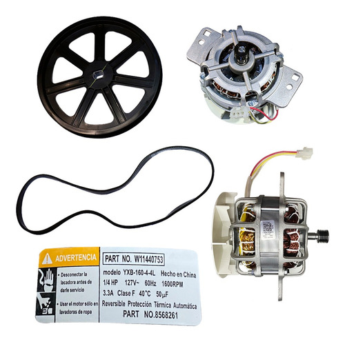 Kit Motor C/polea Y Banda Mismo W10316743