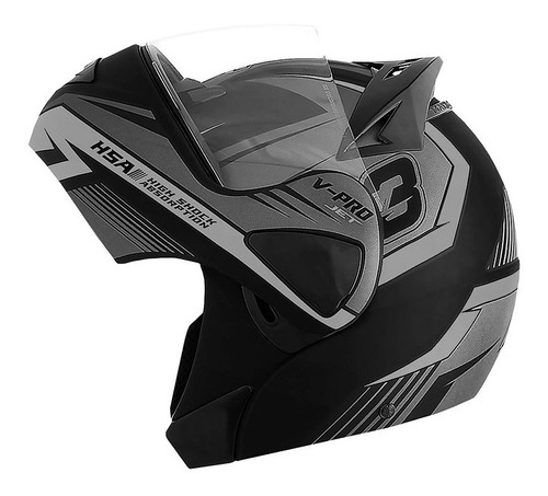 Casco V-pro Jet 3 Rebatible Negro/plata T 60