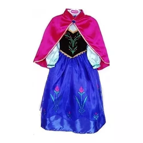 VESTIDO INFANTIL FROZEN AZUL PRINCESAS COM CAPA LUXO