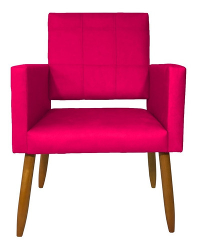 Kit 4 Poltronas Decorativas Isa Suede Cores Vazada Pé Palito Reforçadas Sala Quarto Escritório Consultorio Cadeira Puff Cor Pink Desenho do tecido Suede Liso