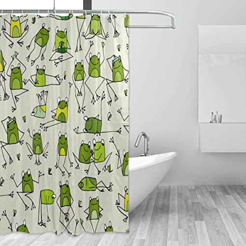 C Cortina De Ducha De Baño Con Diseño De Ranas Divertidas