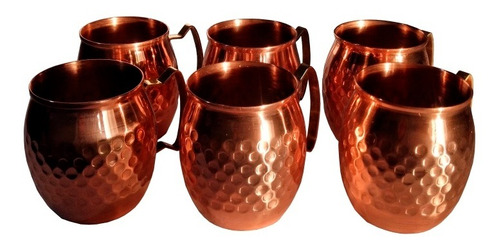 Set 6 Jarros 100% Cobre Moscow Mule Cocktail. 