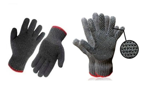 Guante De Punto Pvc Gris