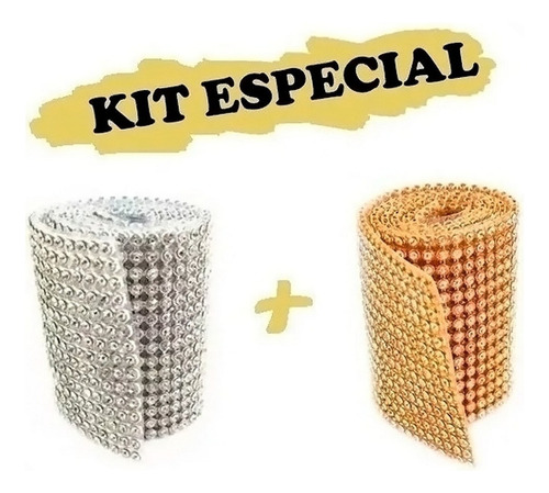 Kit 2 Manta De Strass Termocolante Prata E Dourada 5x45 Cada