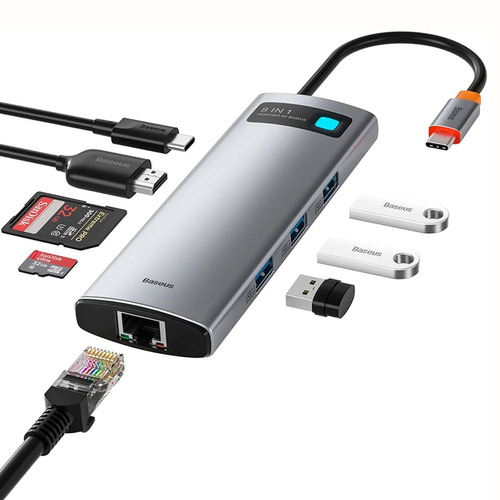 Adaptador Hub Baseus Usb C 8 En1 Metal Gleam Series Estación