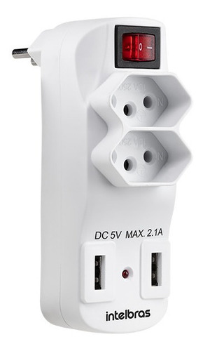 Imagem 2 de 6 de Adaptador E Carregador De 2 Tomadas E 2 Usb - Eac 1002