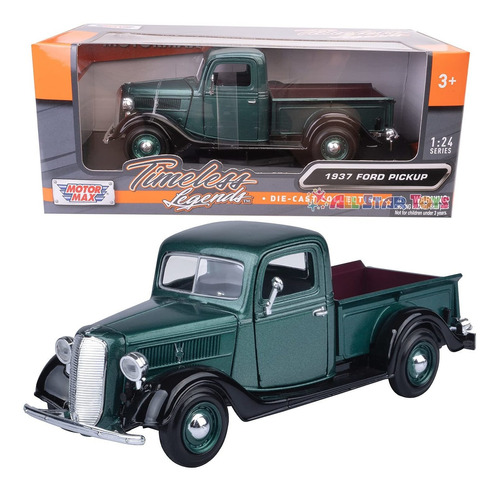 Motormax 1937 Ford Pickup Truck Green 1:24 Coche Fundido A T