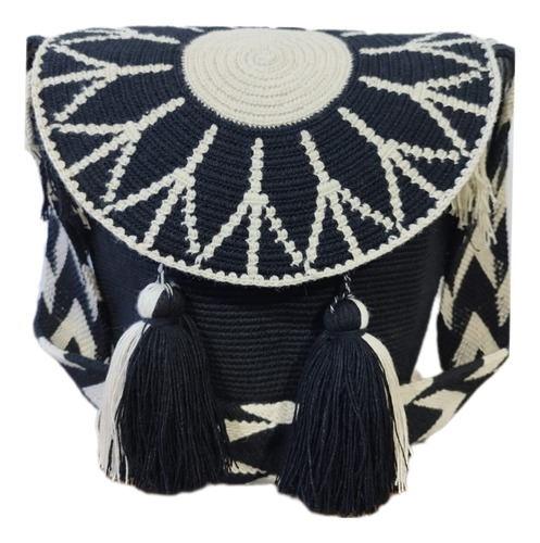 Mochila Wayuu Únicolor Tapa Original Grande