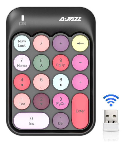 Negro De Colores Mezclados - Teclado Numérico Inalámbrico Aj