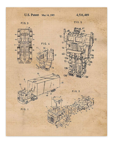Vintage Semi Trailer Truck Robot Patent Impress, 1 (11x14) F