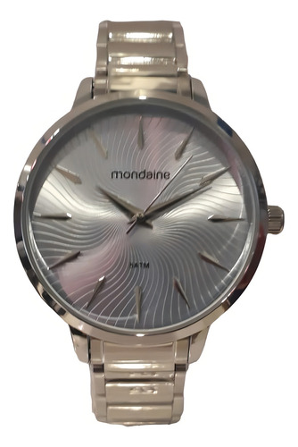 Kit Relógio Mondaine 32561l0mkne2k1 Correia Prateado Bisel Prateado Fundo Azul-aço