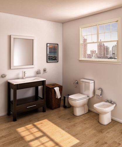 Imagen 5 de 10 de Combo Baño Economico Inodoro Vanitory Piso Griferia Completo