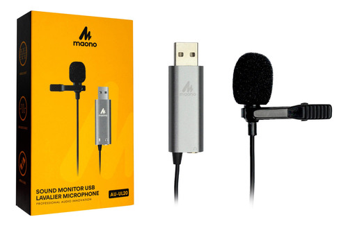 Microfone Condensador De Lapela Usb Maono Au-ul20 Premium Cor Prateado