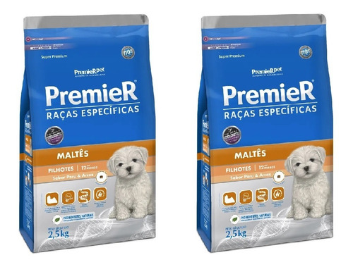 Ração Premier Raças Específ. Filhote Maltês 2,5kg Kit 2 Unid