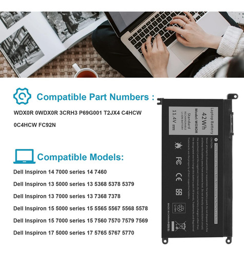 Batería De Computadora Portátil Fancy Buying 42wh Wdx0r