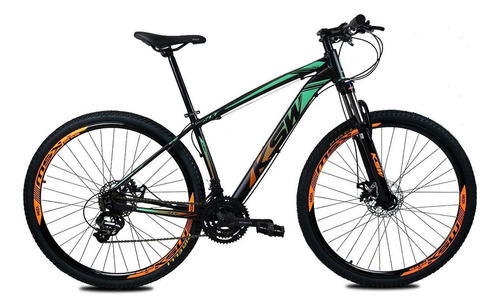 Bicicleta Aro 29 Ksw Color Altus 7.0 24v Hidraulico + Trava Cor Laranja/verde Tamanho Do Quadro 17