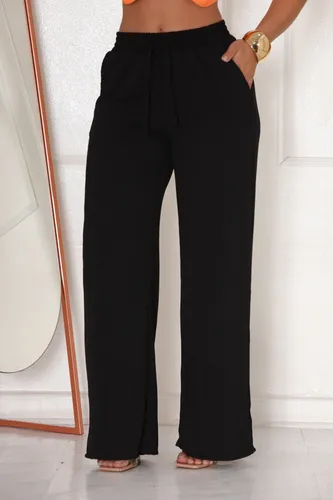 Calça Pantalona Wide Leg Duna Elastico Na Cintura/gestante