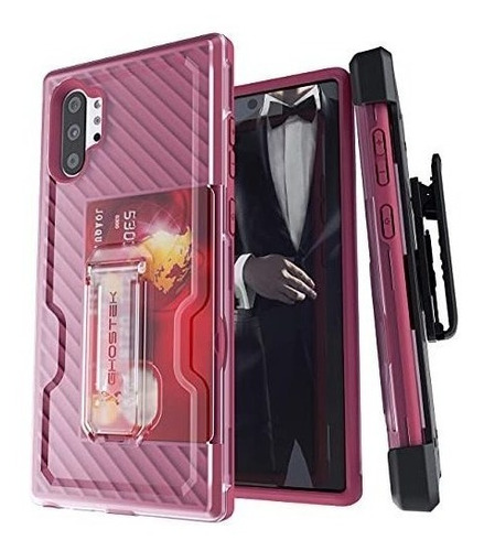 Funda Galaxy Note 10  Iron Armor Rosa Con Clip Para Cinturon