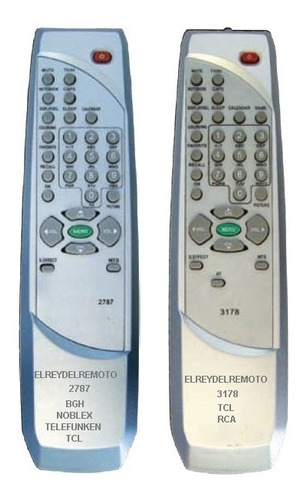 Control Remoto Tv Bgh Noblex Tcl Telefunken Rca 2787 3178