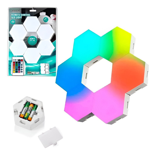Set Luz Gamer Hexagonal Led Tira Cinta 6 Luces Rgb Control