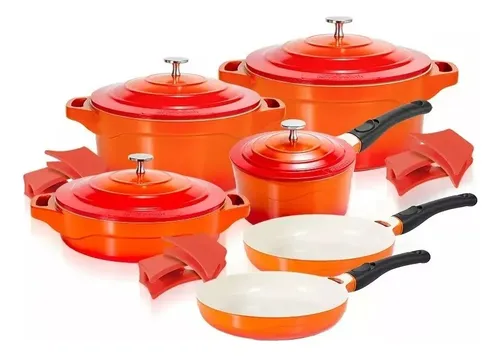 Jogo De Panelas Le Cook Revestimento Cerâmico Indução 6 Pçs