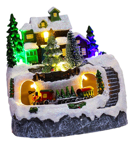 Casa De Pueblo De Navidad, Escena De Árbol De Nieve, Caja