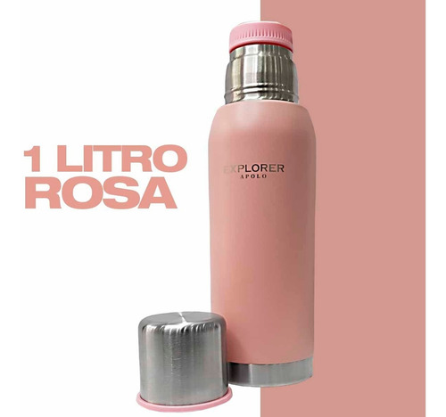 Imagen 2 de 8 de Termo Acero Inoxidable Explorer 1 Litro Rosa 24hs Frio Calor