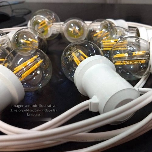 Imagen 2 de 4 de Guirnalda 10mts Para 15 Luces Kermesse Blanco