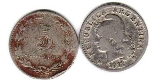 Moneda Niquel 5 Centavos Año 1912  5 Dolares Catalogo Oferta