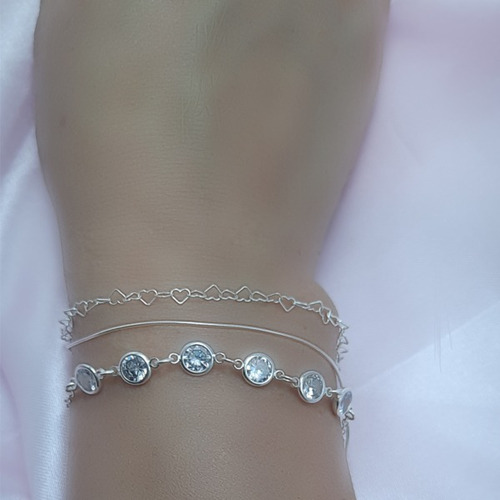 Pulseira Em Prata Com Pedras Cristal