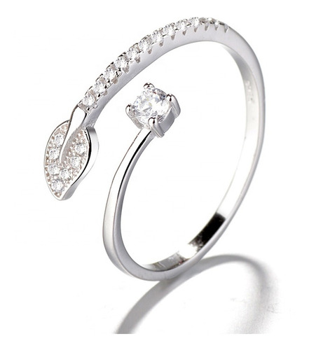 Anillo Ajustable Plata S 925 Mujer Hoja Circones Juvenil 