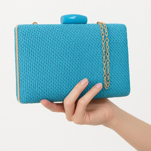 Bolsa Clutch De Palha Feminina Festa Cor Azul