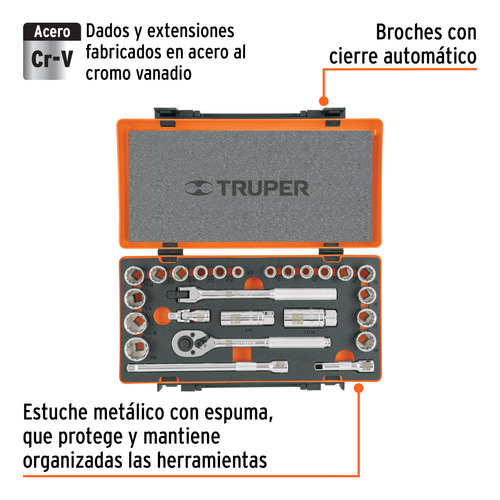 Juego De Dados Std/mm Cuadro 3/8' 25 Pzas 13954