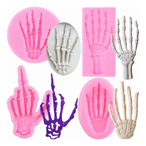 2pcs Molde De Silicona Manos De Esqueleto Fondant Resina