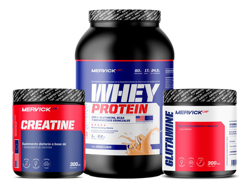 Whey Protein 1kg + Creatina 300gr + Glutamina 300gr Mervick