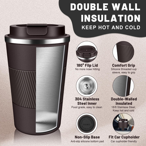 Vasos De Café Aislados Con Tapa Abatible 12 Oz 17 Oz, Taza D