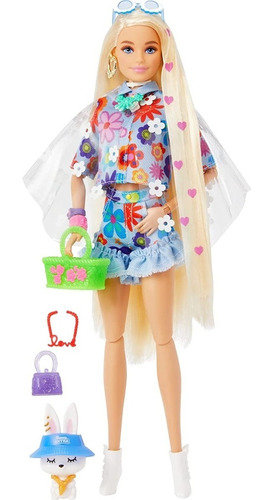 Muñeca Barbie Fashionista Extra Con Mascota Y Accesorios